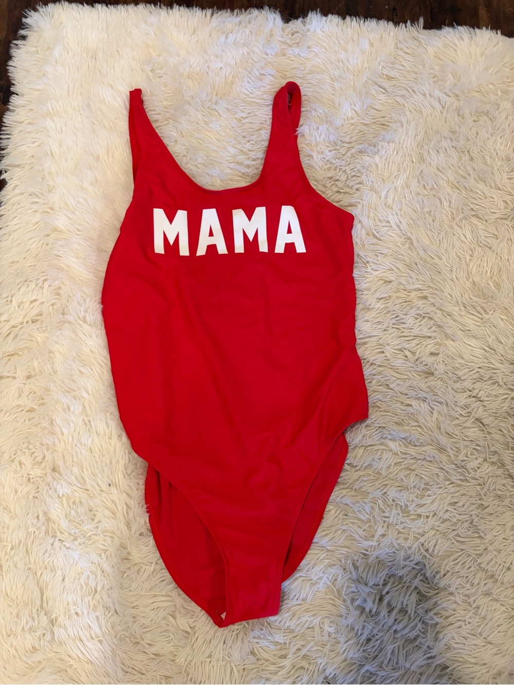 Amazon Red "MAMA" One-Piece Swimsuit
